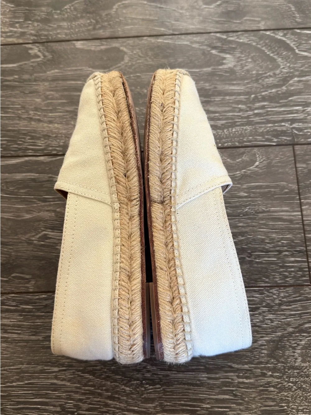 Celine Cream Canvas Espadrille Flats with Gold Logo Embroidery size 37 US 7